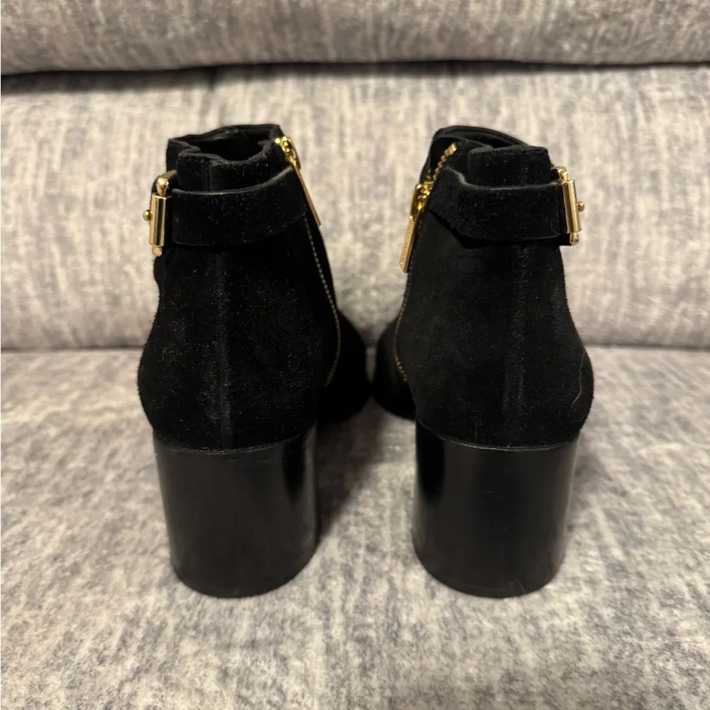 Michael Kors Black Ankle Boots with Gold Zipper